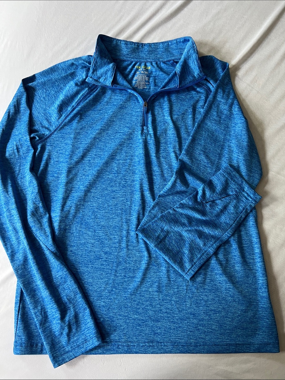 tek gear Blue Heathered Long Sleeve Quarter-Zip Tee